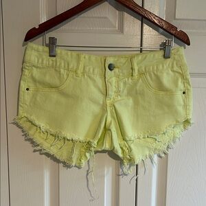 Billabong Yellow Frayed Jean Shorts